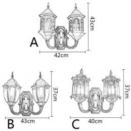 Applique da parete per esterni europea impermeabile a doppio castello