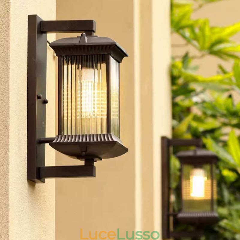 Luce esterna cinese Luce da parete in vetro impermeabile Cortile Corridoio Giardino Balcone