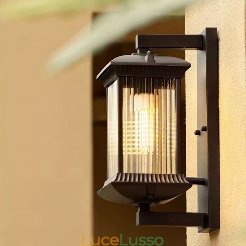 Luce esterna cinese Luce da parete in vetro impermeabile Cortile Corridoio Giardino Balcone