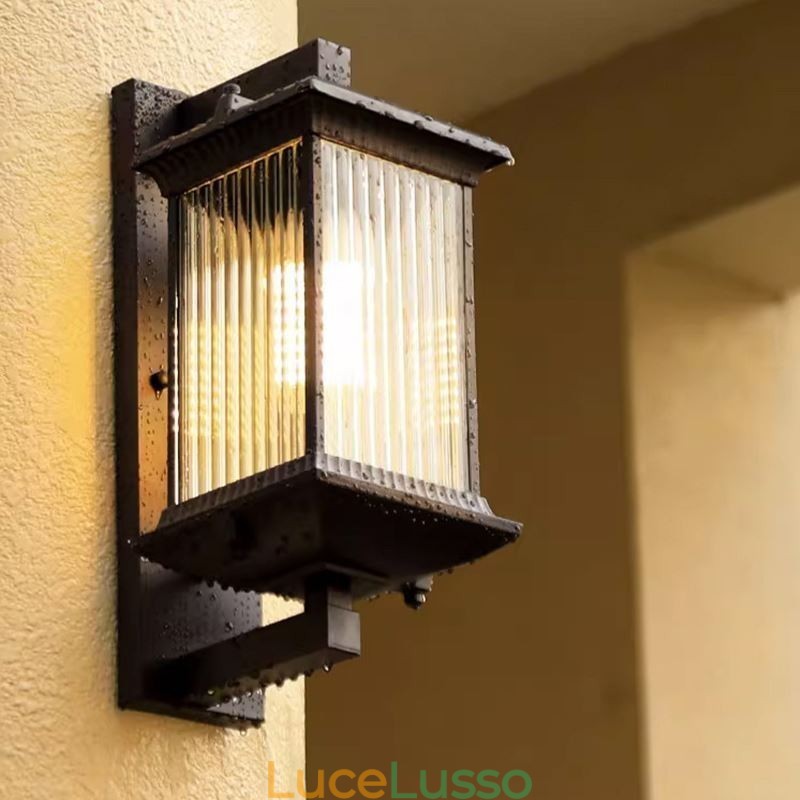 Luce esterna cinese Luce da parete in vetro impermeabile Cortile Corridoio Giardino Balcone