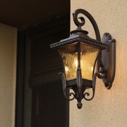 Lampada da parete in vetro impermeabile a testa singola cinese per esterni, corridoio del cortile