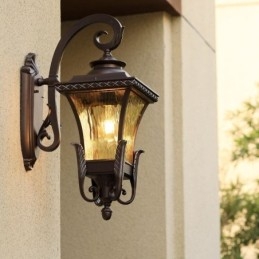 Lampada da parete in vetro impermeabile a testa singola cinese per esterni, corridoio del cortile