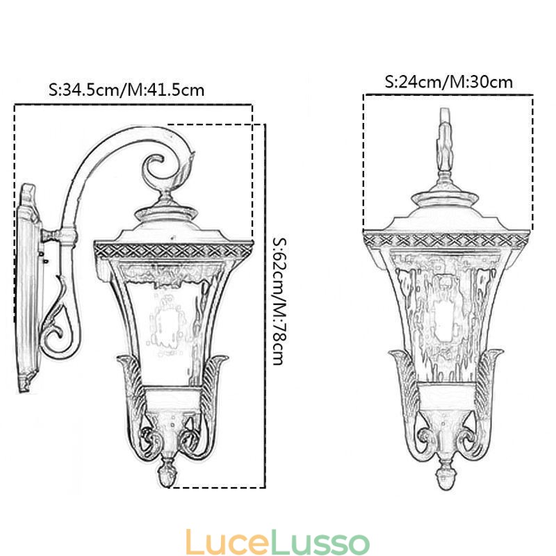 Lampada da parete in vetro impermeabile a testa singola cinese per esterni, corridoio del cortile