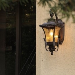 Lampada da parete in vetro impermeabile a testa singola cinese per esterni, corridoio del cortile