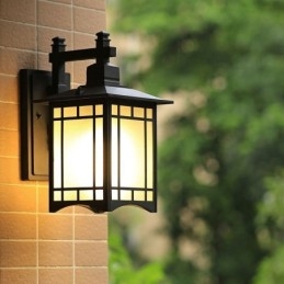 Lampada da parete a forma di padiglione impermeabile in stile cinese per esterni, da giardino, balcone