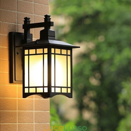Lampada da parete a forma di padiglione impermeabile in stile cinese per esterni, da giardino, balcone Lampada da parete a forma di padiglione impermeabile in stile cinese per esterni, da giardino, balcone