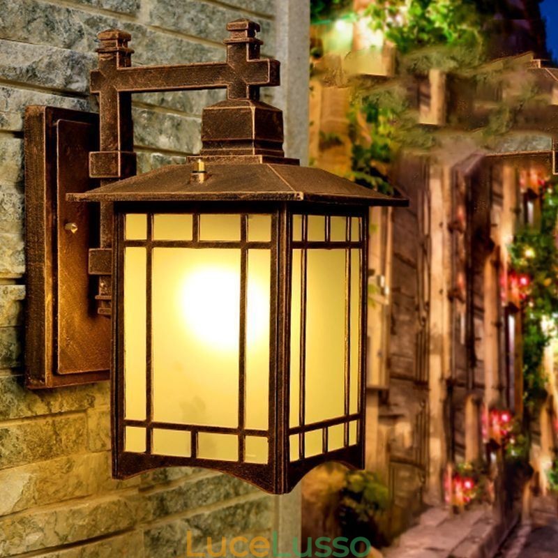 Lampada da parete a forma di padiglione impermeabile in stile cinese per esterni, da giardino, balcone