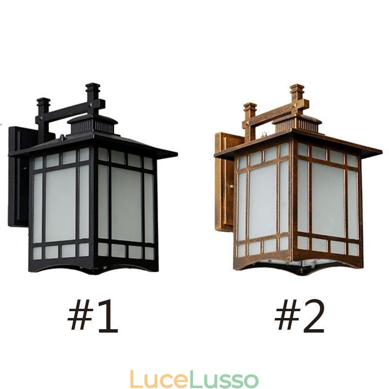 Lampada da parete a forma di padiglione impermeabile in stile cinese per esterni, da giardino, balcone