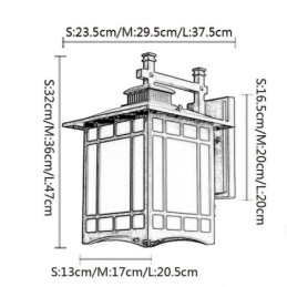 Lampada da parete a forma di padiglione impermeabile in stile cinese per esterni, da giardino, balcone