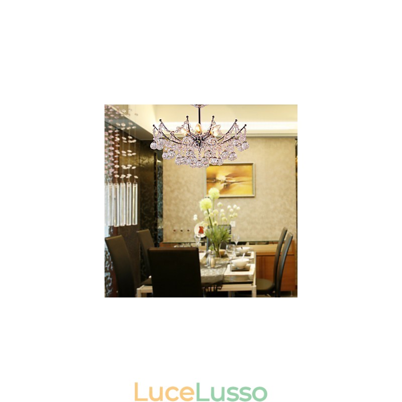 Lussuoso lampadario di cristallo con lampadario a sospensione a 6 luci