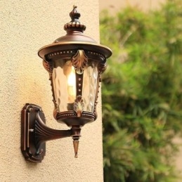 Applique da parete per esterni retrò europea impermeabile intagliata, luce da parete per giardino, balcone, cortile
