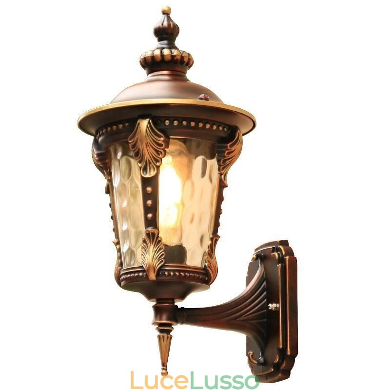 Applique da parete per esterni retrò europea impermeabile intagliata, luce da parete per giardino, balcone, cortile