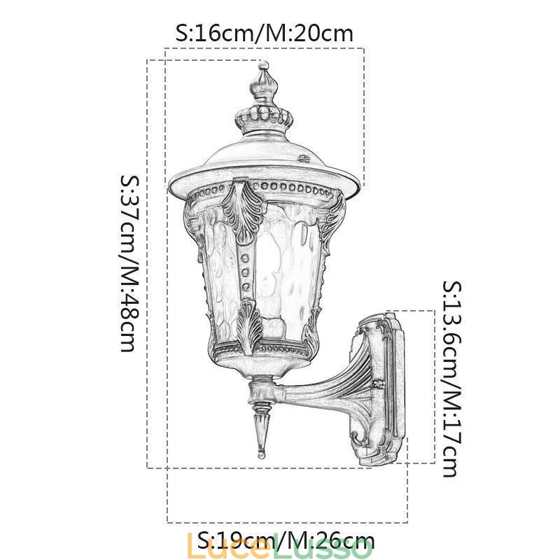 Applique da parete per esterni retrò europea impermeabile intagliata, luce da parete per giardino, balcone, cortile