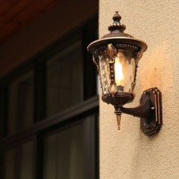 Applique da parete per esterni retrò europea impermeabile intagliata, luce da parete per giardino, balcone, cortile