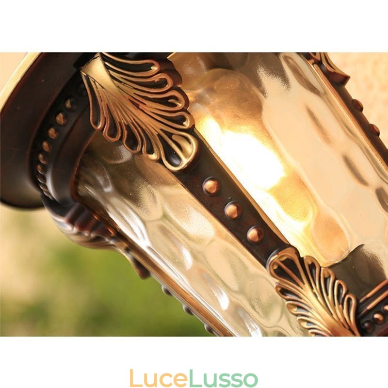 Applique da parete per esterni retrò europea impermeabile intagliata, luce da parete per giardino, balcone, cortile