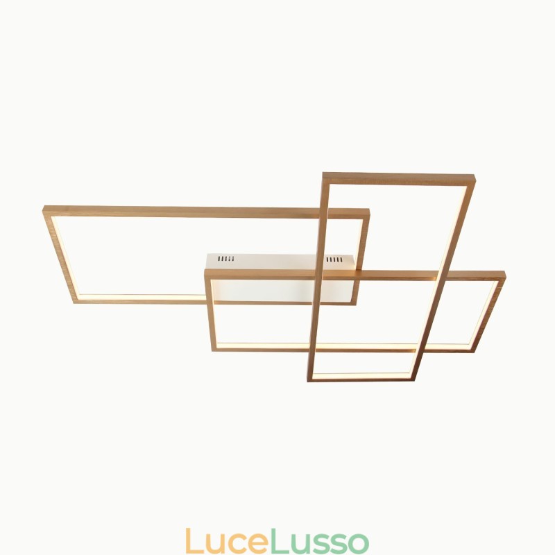 Plafoniera moderna in alluminio contemporanea color oro con dimmer remoto per soggiorno, camera da letto (può essere utilizzata anche come applique)