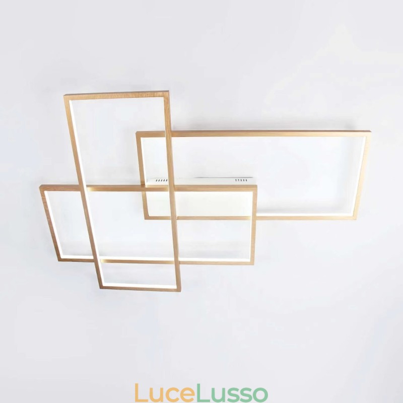 Plafoniera moderna in alluminio contemporanea color oro con dimmer remoto per soggiorno, camera da letto (può essere utilizzata anche come applique)