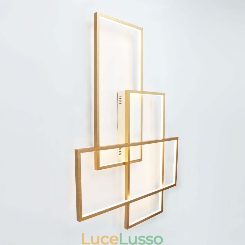 Plafoniera moderna in alluminio contemporanea color oro con dimmer remoto per soggiorno, camera da letto (può essere utilizzata anche come applique)