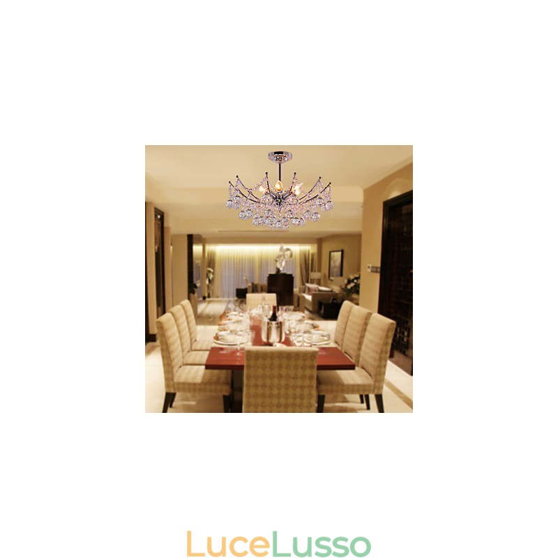Lussuoso lampadario di cristallo con lampadario a sospensione a 6 luci