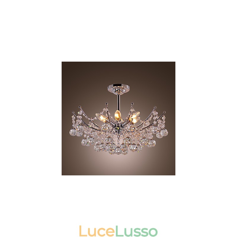 Lussuoso lampadario di cristallo con lampadario a sospensione a 6 luci