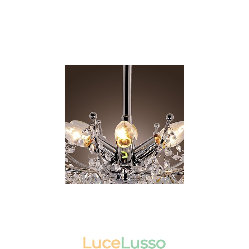 Lussuoso lampadario di cristallo con lampadario a sospensione a 6 luci