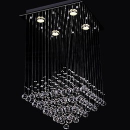 Lampada da soffitto a 4 luci in cristallo trasparente dal design semplice