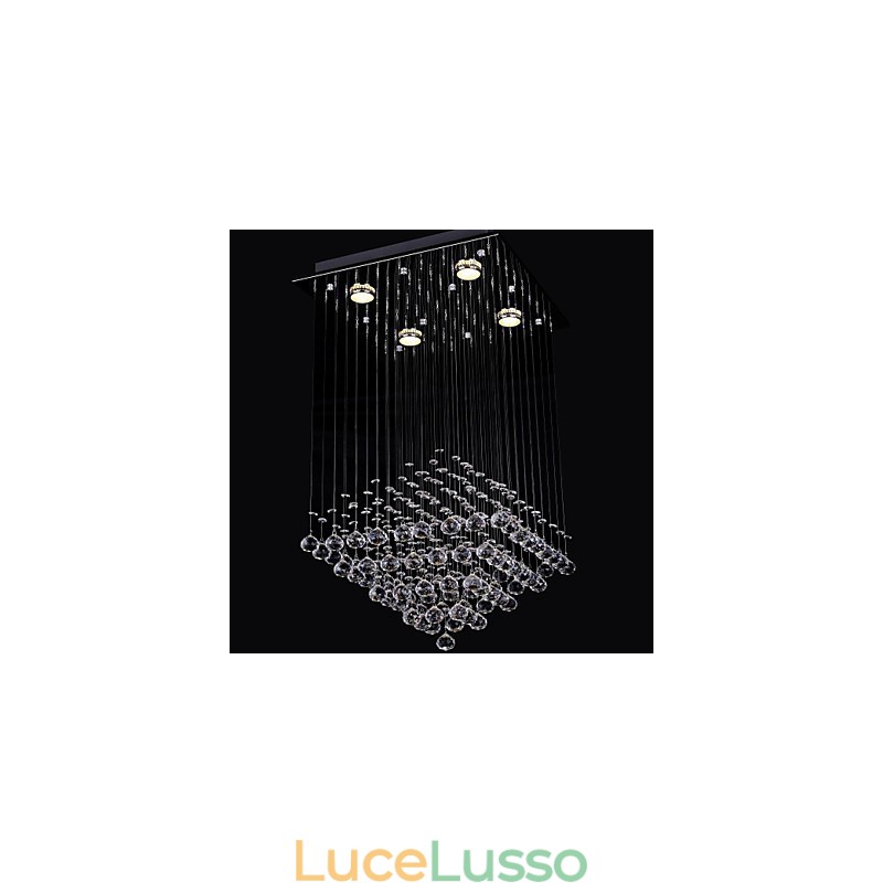 Lampada da soffitto a 4 luci in cristallo trasparente dal design semplice