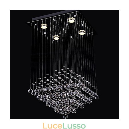 Lampada da soffitto a 4 luci in cristallo trasparente dal design semplice Lampada da soffitto a 4 luci in cristallo trasparente dal design semplice