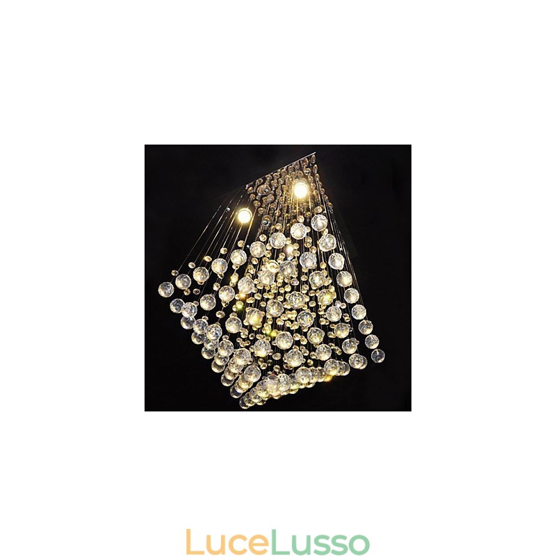 Lampada da soffitto a 4 luci in cristallo trasparente dal design semplice