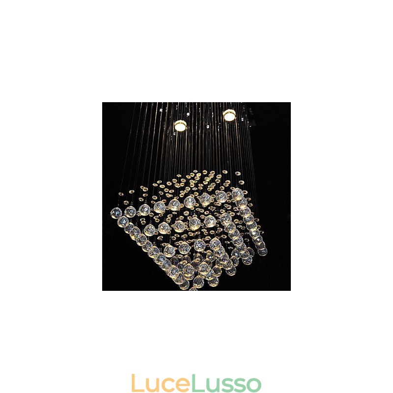 Lampada da soffitto a 4 luci in cristallo trasparente dal design semplice