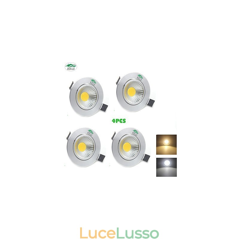 4 pezzi Zweihnder 3W 300Lm COB Lampada da soffitto Downlight Luce bianca calda