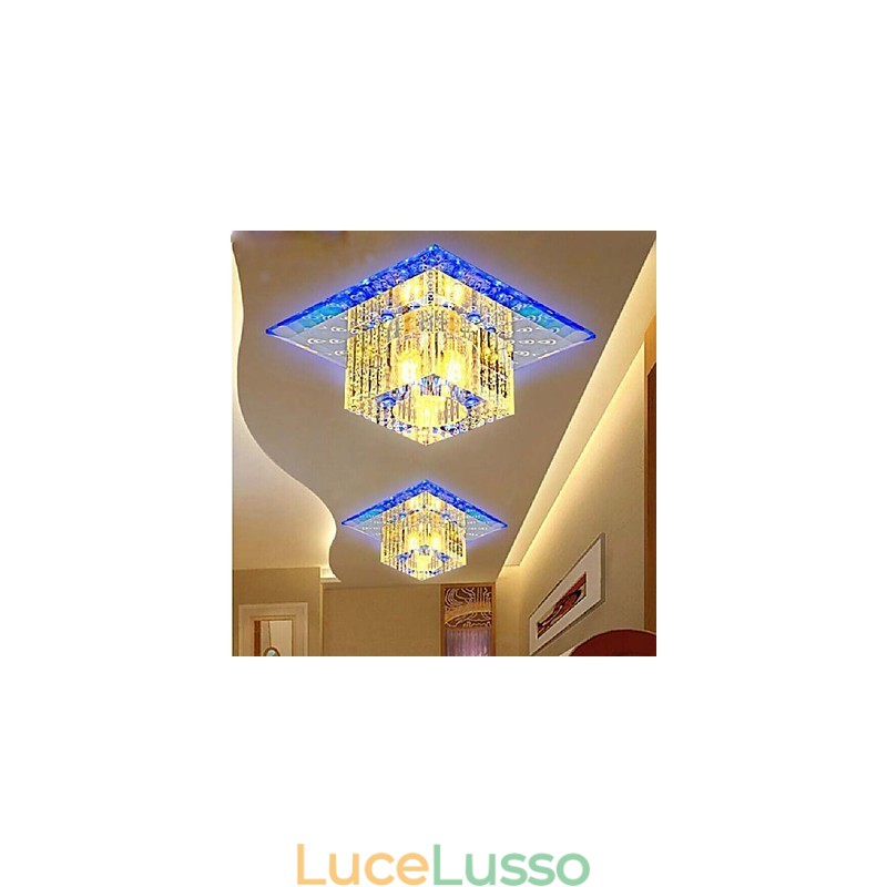 Mini lampada da soffitto in cristallo faretto SMD 3W lampada creativa tubo luce colorata colore quadrato cupola luce