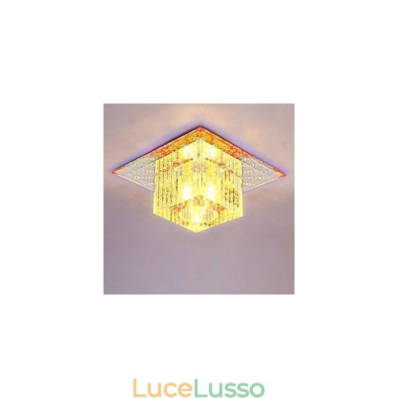 Mini lampada da soffitto in cristallo faretto SMD 3W lampada creativa tubo luce colorata colore quadrato cupola luce