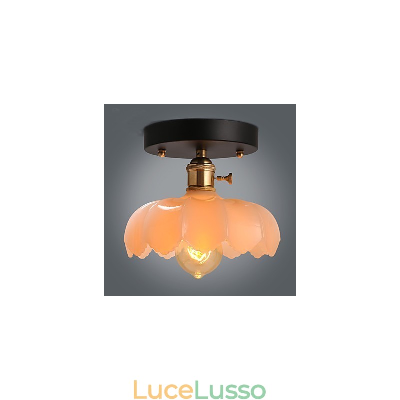 Lampada da soffitto in vetro con luci retrò da montare a filo