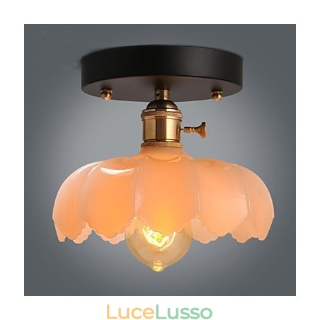 Lampada da soffitto in vetro con luci retrò da montare a filo Lampada da soffitto in vetro con luci retrò da montare a filo