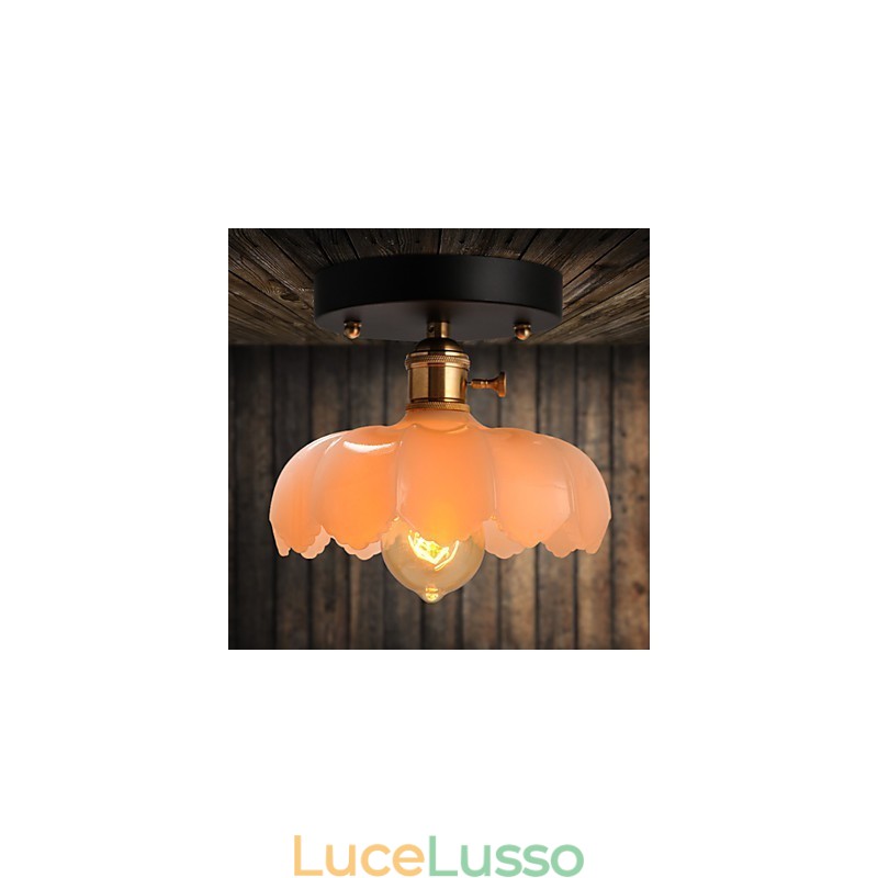 Lampada da soffitto in vetro con luci retrò da montare a filo