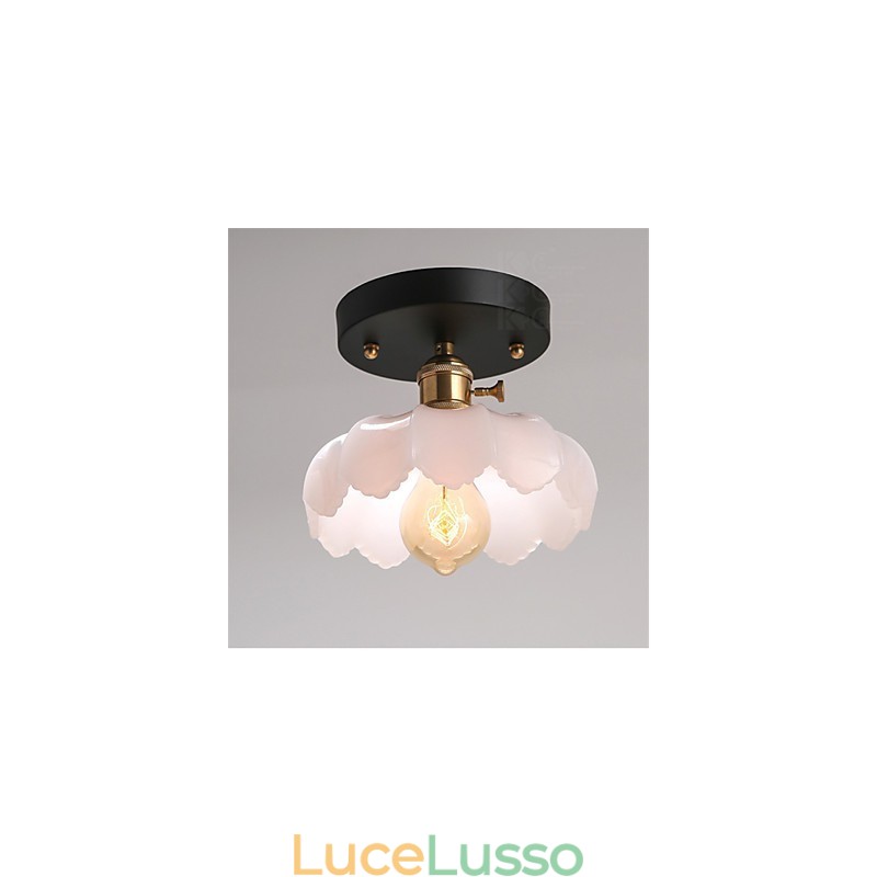 Lampada da soffitto in vetro con luci retrò da montare a filo