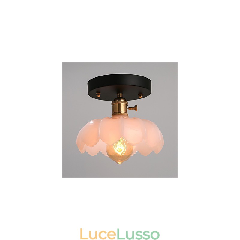 Lampada da soffitto in vetro con luci retrò da montare a filo