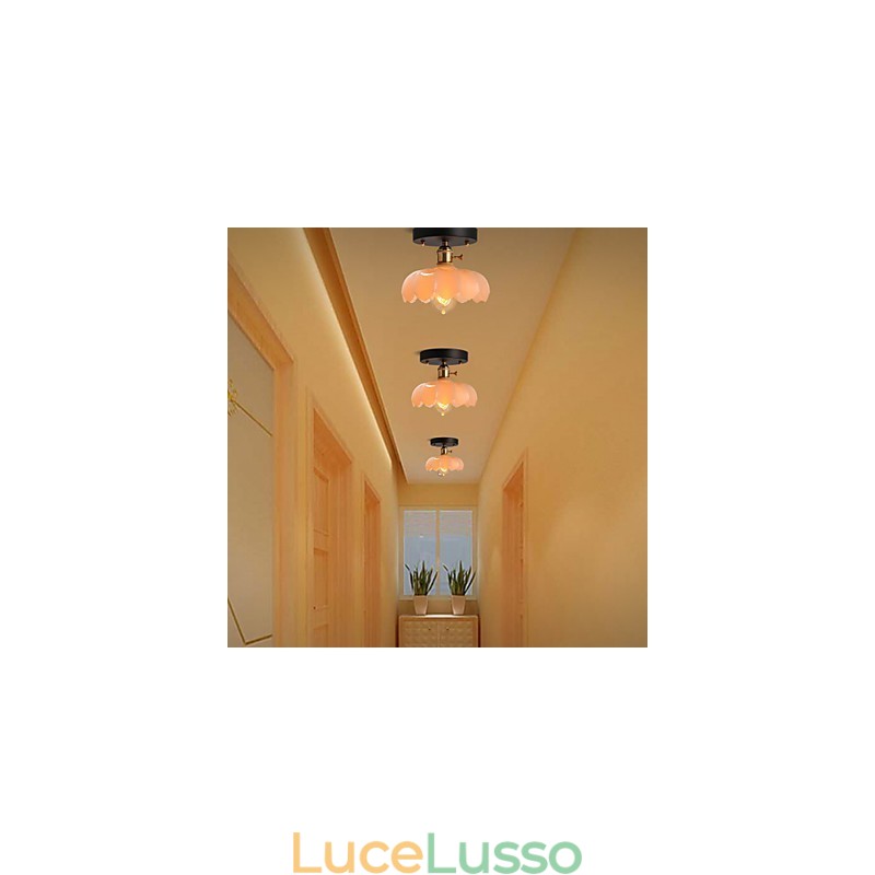 Lampada da soffitto in vetro con luci retrò da montare a filo