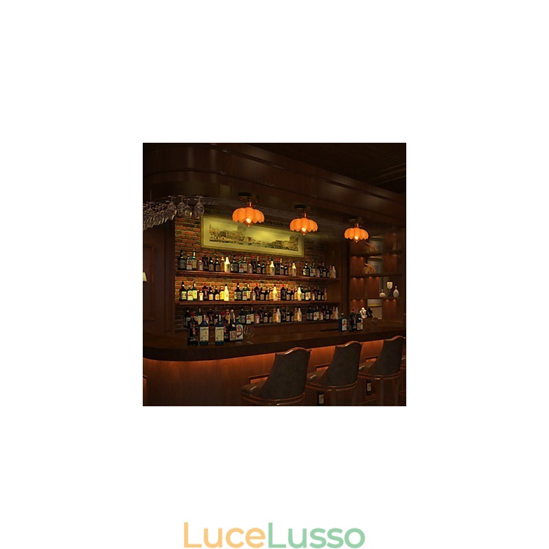 Lampada da soffitto in vetro con luci retrò da montare a filo