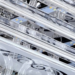 Lampada da soffitto a tre colori con telecomando, moderna e contemporanea, in vetro