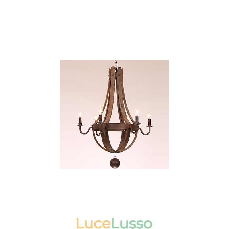 Lampadario 6 luci Vintage Retro Country Living Sala da pranzo Garage Metallo
