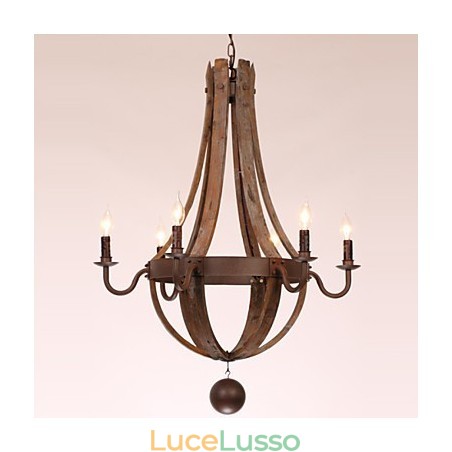 Lampadario 6 luci Vintage Retro Country Living Sala da pranzo Garage Metallo Lampadario 6 luci Vintage Retro Country Living Sala da pranzo Garage Metallo