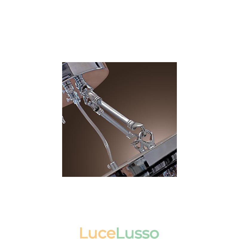 Lampada da soffitto moderna in cristallo con 5 luci e paralume in tessuto nero