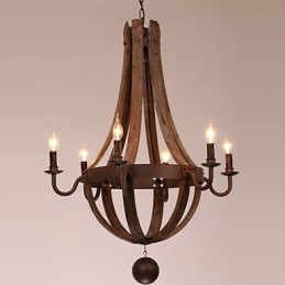 Lampadario 6 luci Vintage Retro Country Living Sala da pranzo Garage Metallo