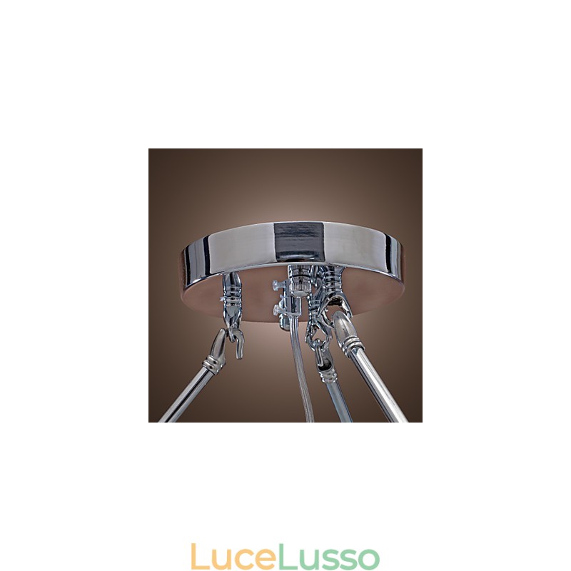 Lampada da soffitto moderna in cristallo con 5 luci e paralume in tessuto nero