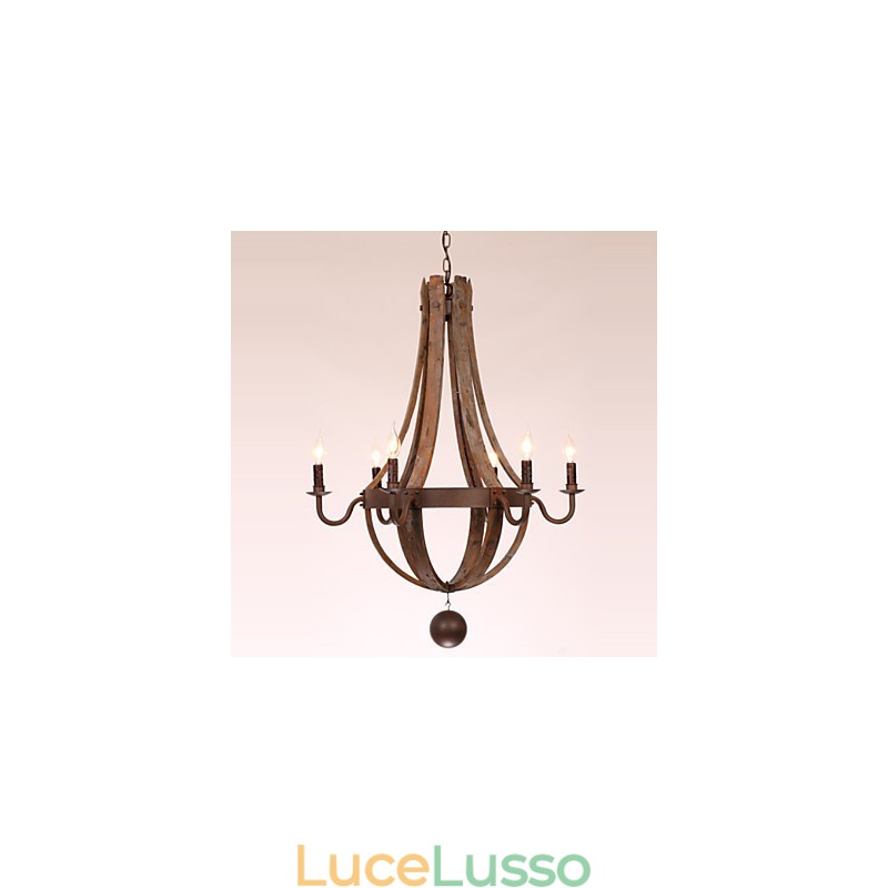 Lampadario 6 luci Vintage Retro Country Living Sala da pranzo Garage Metallo