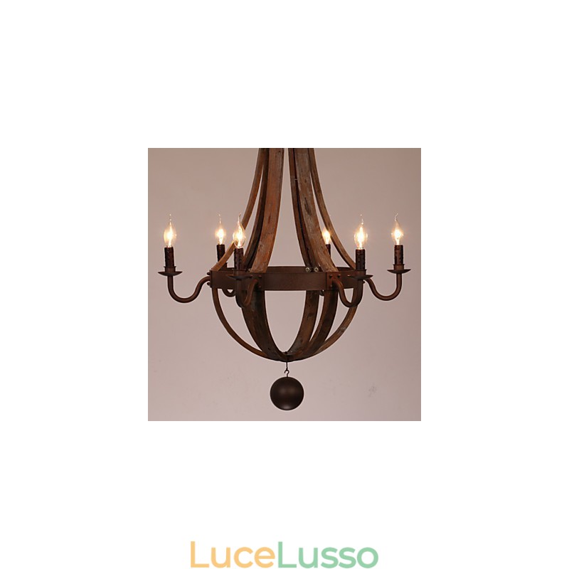 Lampadario 6 luci Vintage Retro Country Living Sala da pranzo Garage Metallo