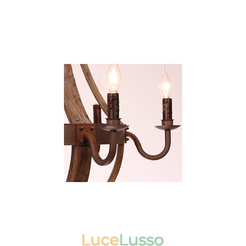 Lampadario 6 luci Vintage Retro Country Living Sala da pranzo Garage Metallo