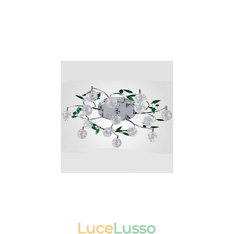 Lampada da soffitto in cristallo verde Lampada rotonda Air Lights Lampada in ferro
